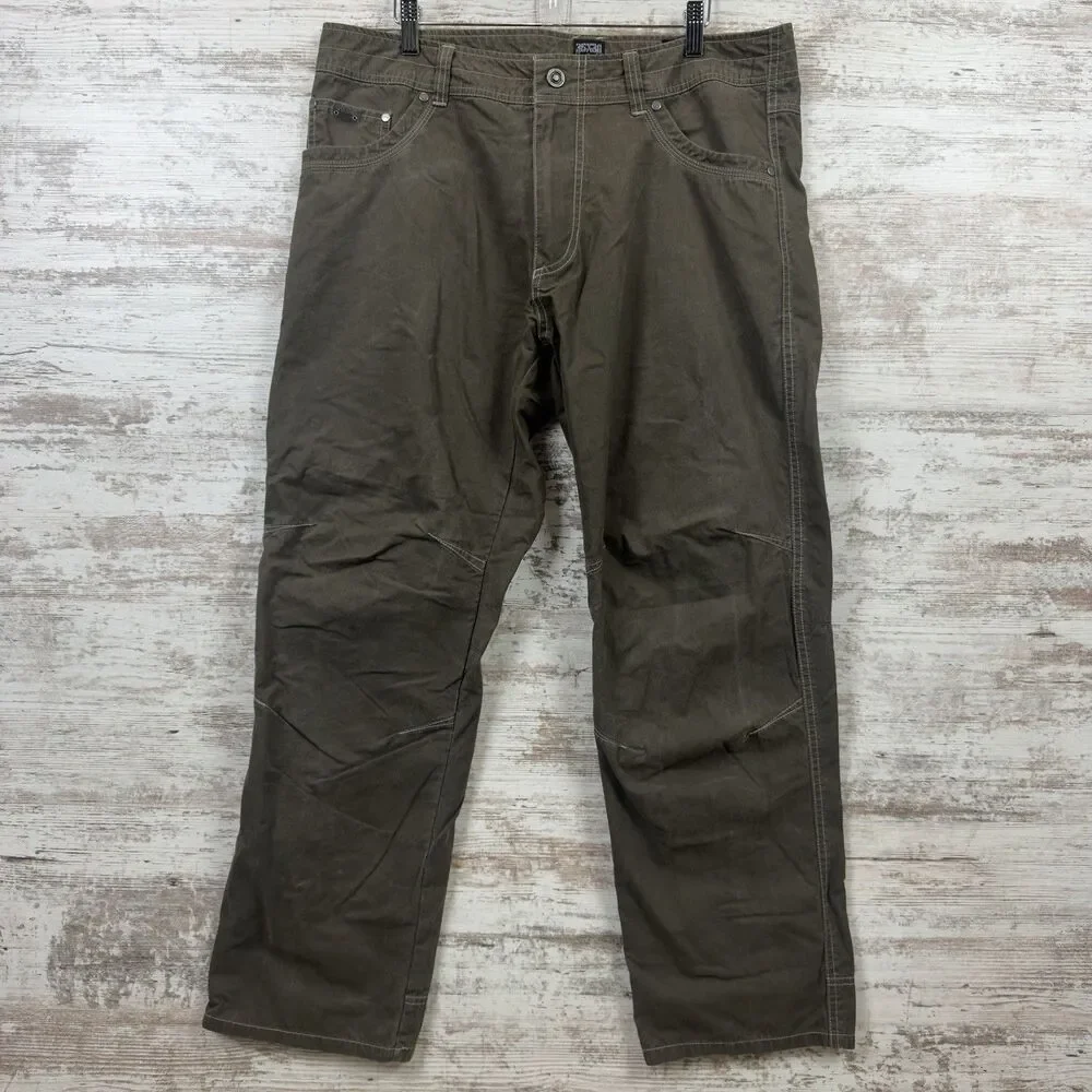 Kuhl Revolvr Hiking Pants Men 36x29 Brown Vintage Patina Dye Trail Workwear Gorp